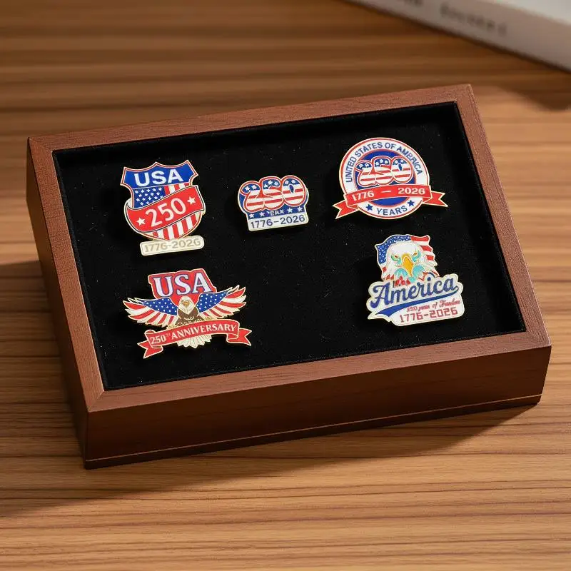 USA 250th Anniversary Enamel Lapel Pins 1/5PCS Patriotic Eagle Brooch for Students Patriotic Education Activities Souvenirs