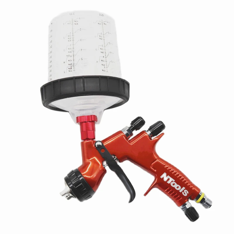 Spray Gun With Adapter Mix Tank 1.3/1.8mm Nozzle Air Spray Gun With Quick-Connect Wash-Free Tank Paint  Mixing Cup Paint Sprayer