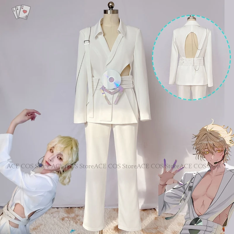 Alien Stage Luka Cosplay Blink Gone Performance Suits Costume Wig Party Clothing Uniform Unisex White Suit Halloween Christmas