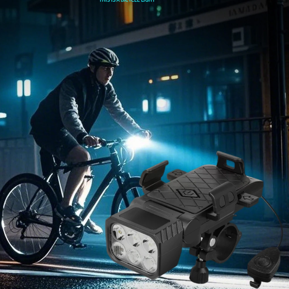 Передний фонарь для велосипеда, велосипедный фонарик с звуковым сигналом и держателем для телефона, защитная лампа для велосипеда, водонепроницаемая велосипедная фара, аксессуары для велоспорта