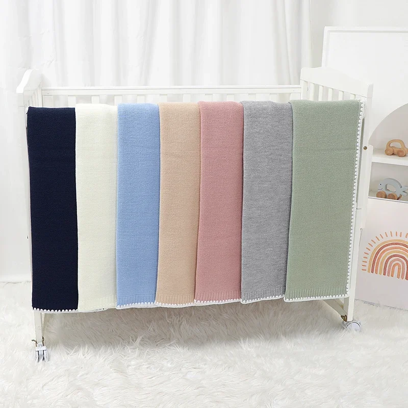 

Newborn Baby Blankets Knitted Infant Stroller Swaddle Envelop Wrap Fashion Solid Super Soft Boy Girl Bedding Quilt 90*70CM Plaid