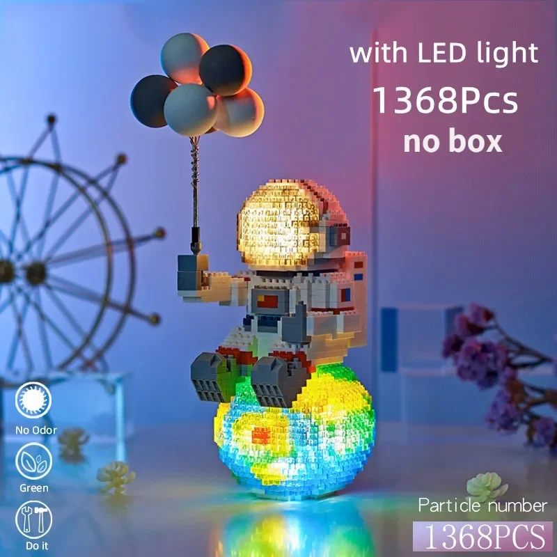 Tiny particle building blocks astronaut astronaut, mini building block toys, display box, LED light