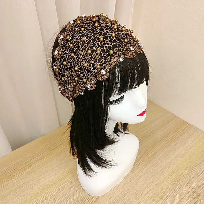 Fashion Wide-Brimmed Pearl Hair Band Cover Gray Hair Hair Accessories Girl's Face Washing Sports Casual Closed Head Cover Tiara