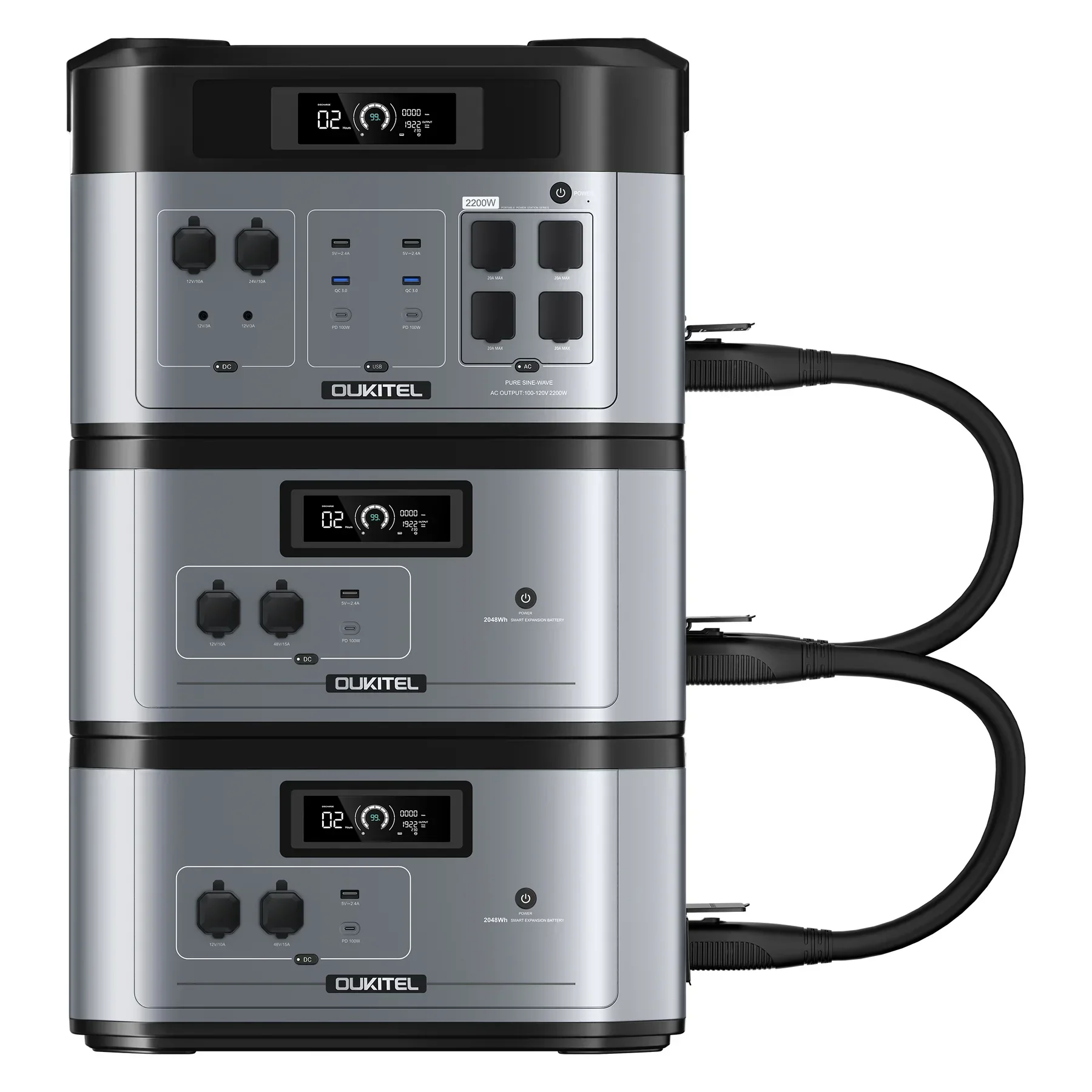 OUKITEL B2000 Batería Lifepo4 de expansión 2048Wh para generador solar de central eléctrica portátil BP2000 BP2000 PRO