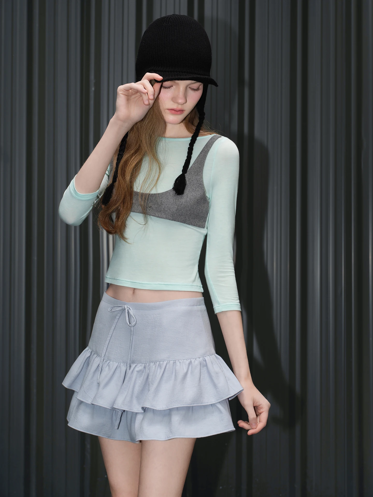 

Женская трикотажная футболка Color Blo, облегающий базовый топ, новинка весенней коллекции, уличный стиль, однотонная, из смесовой шерсти, с длинным рукавом