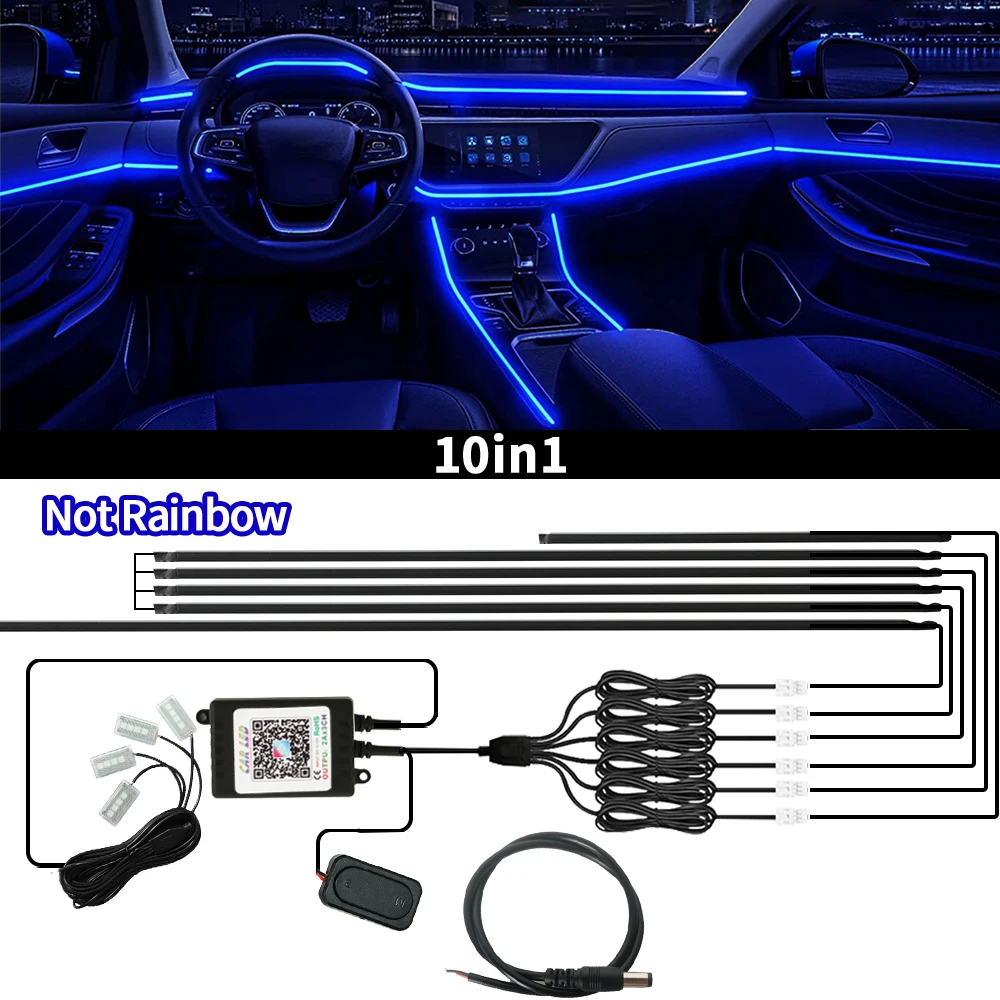 WUMFIRE 64 Farben RGB Symphony Auto-Ambientebeleuchtung 6/10/18 in 1 Innenraum Acryl LED-Streifenlicht Dekoration Atmosphärenlampe mit APP-Steuerung 5