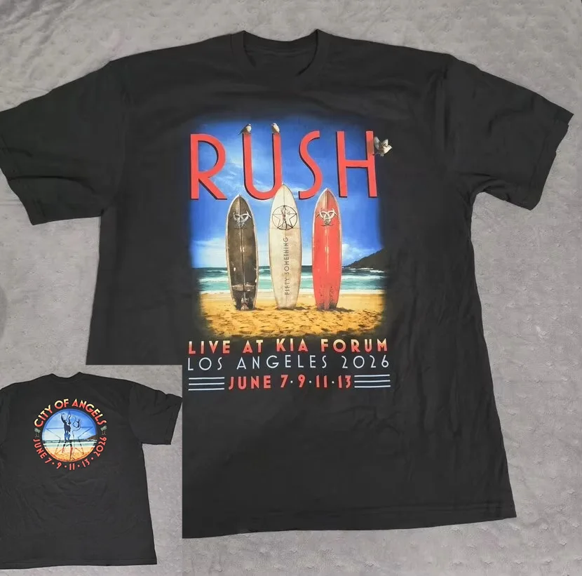 Rush Band Fifty Something Tour Los Angeles Merch Y2K Casual Tops Women's Tshirt Unisex Tee Top Short Sleeve Men Cotton  T Shirt