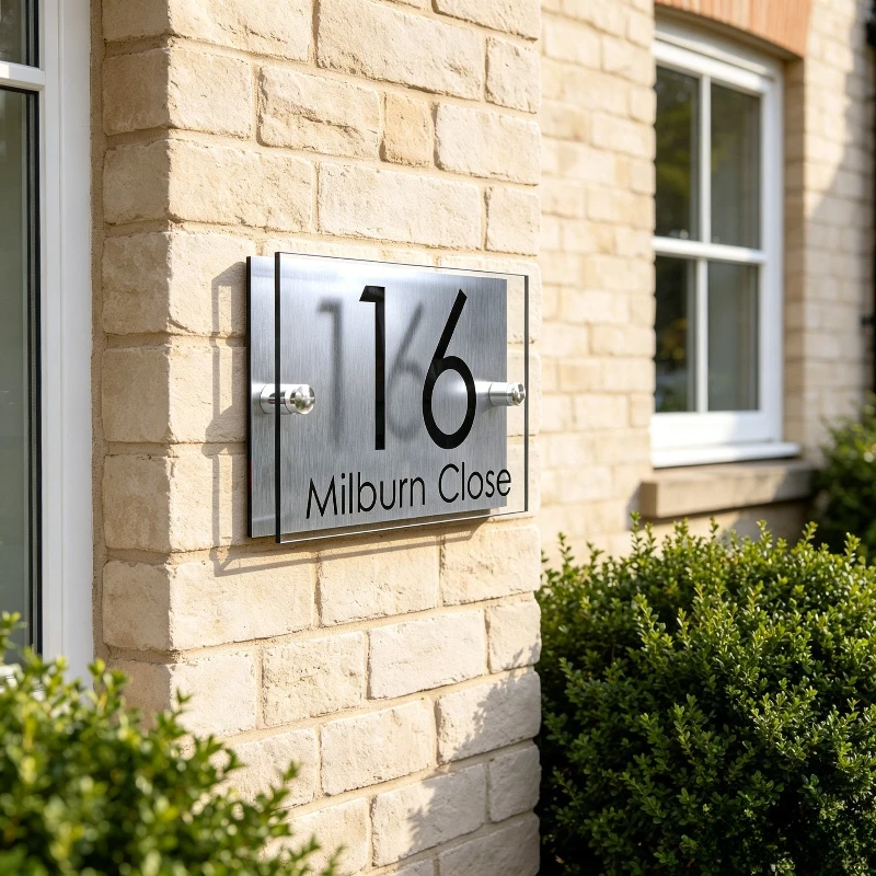 

Custom HD UV Printed Acrylic Door Sign, Personalized Address Plaque with Custom Text for Home Office Hotel & Cafe Wall Art Decor