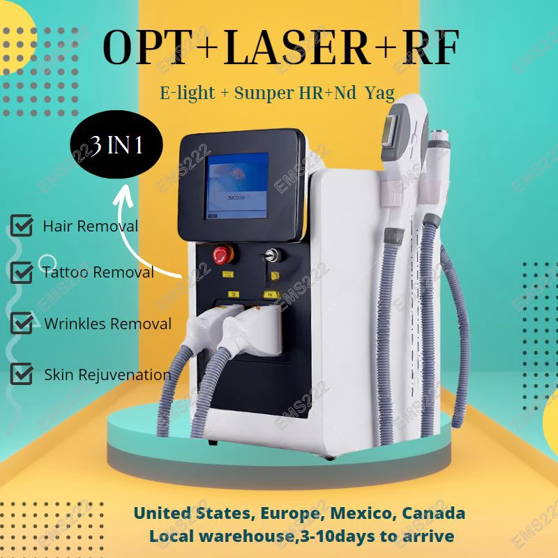 

Professional 3-in-1 Intense Pulsed Light Hair Removal + Picosecond Laser Tattoo Removal & Radio Frequency Lifting Anti-Aging