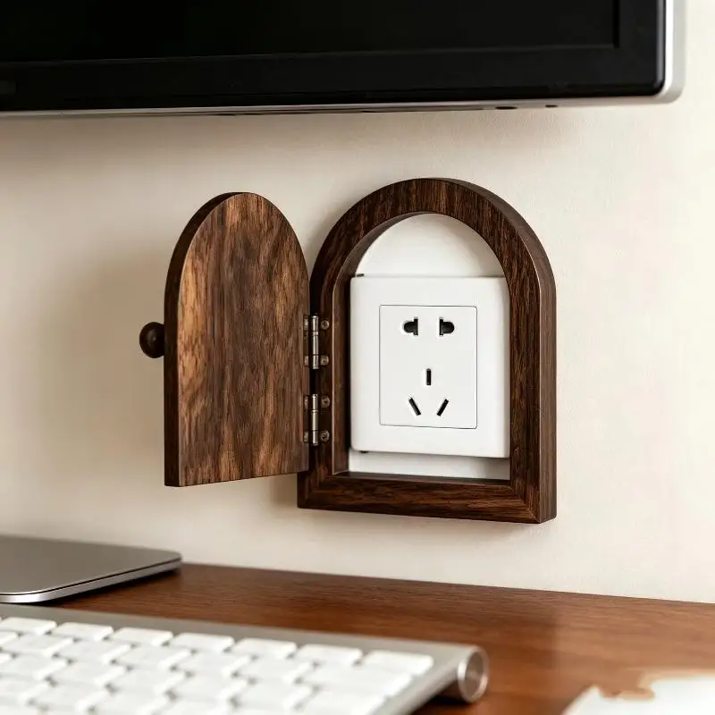Handcrafted Wooden Outlet Cover Dust Resistant Decorative Socket Cover for Hotel Cafe Restaurant Wall Decoration