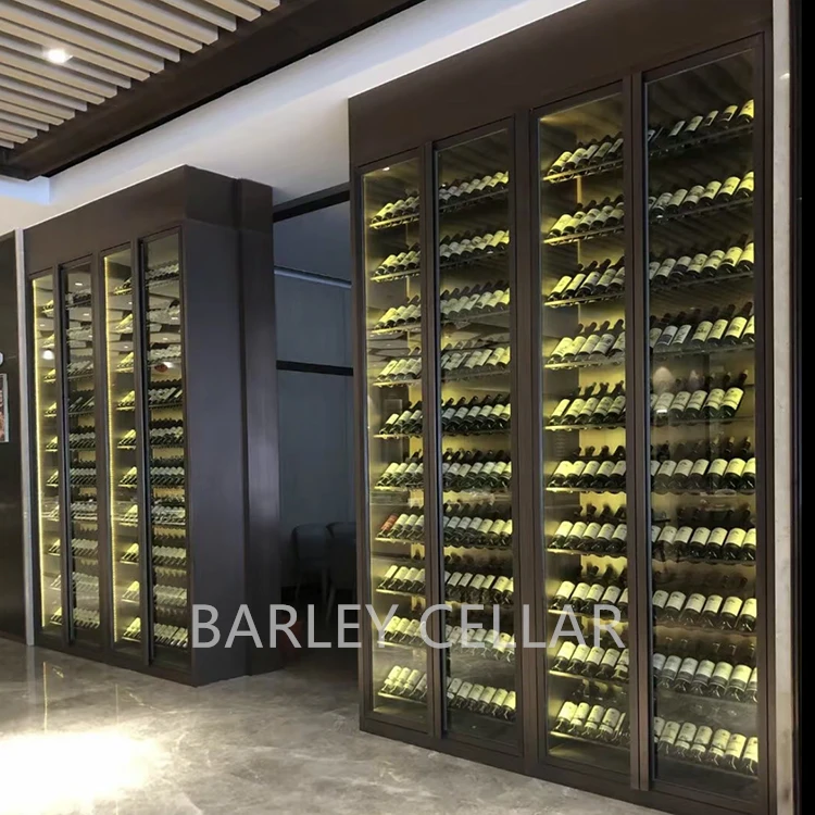 Modern Luxury Thermostatic Stainless Steel Wine Rack, Stackable Wine Cellar Storage Cabinet, Living Room Bar Shelving