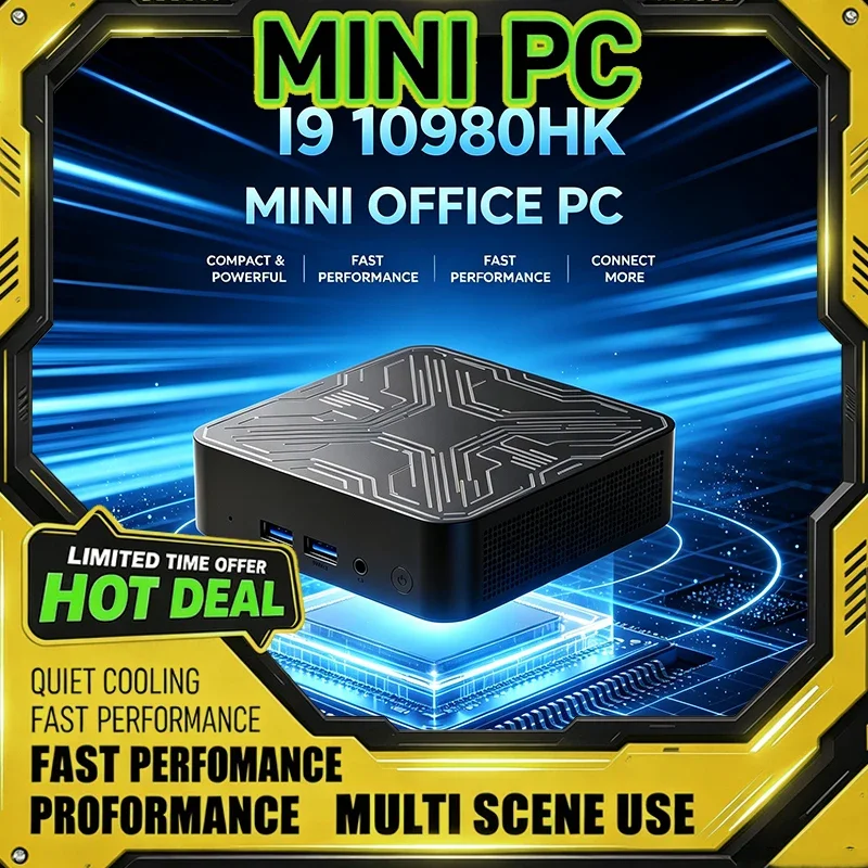Mini Office PC High-Speed Intel I9-10980HK Processor Small Desktop Computer for Business Home Gaming Fast Performa Rich Ports