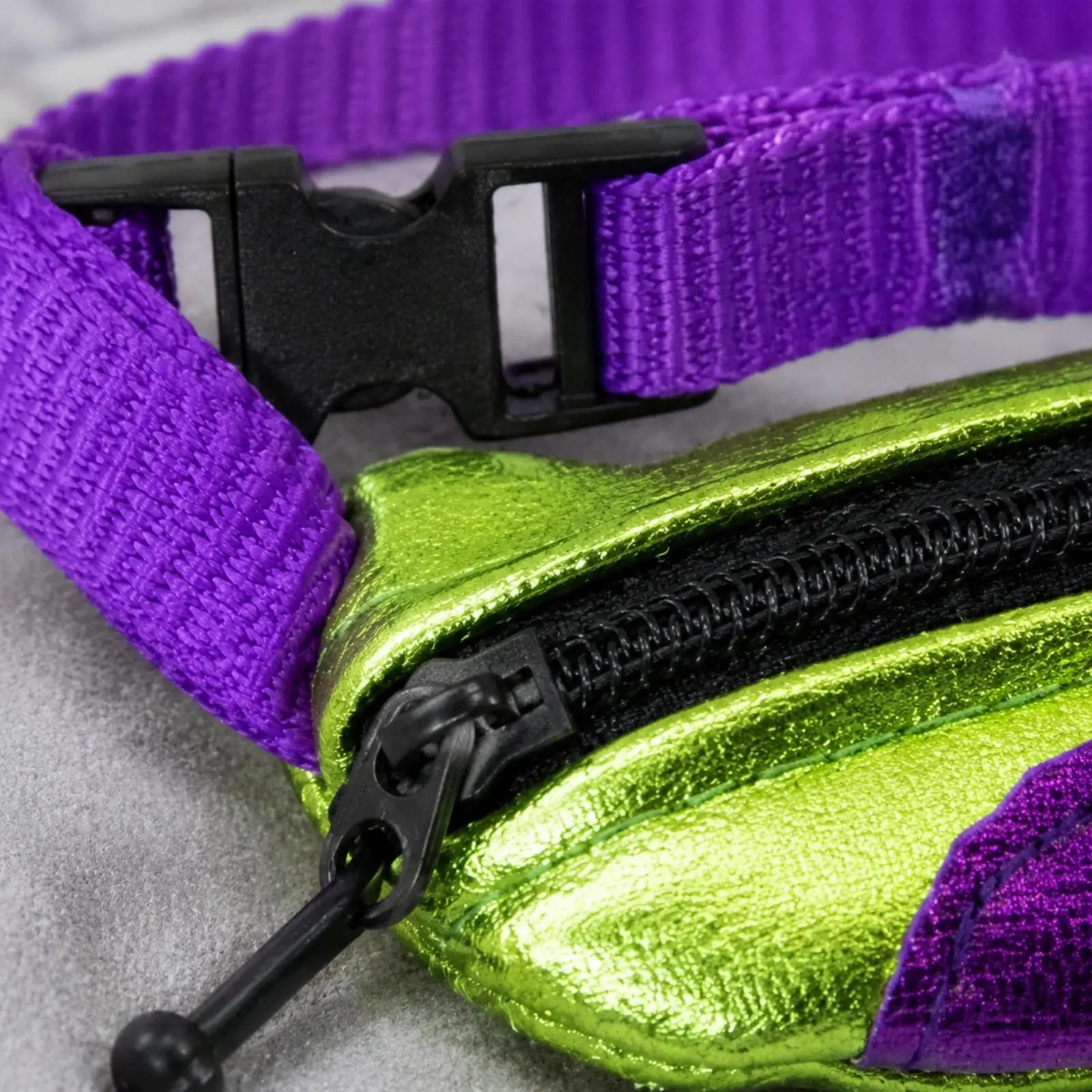 Mini Doll Waist Pouch for Girls Cute Shiny Textile Belt Bag with Zipper Pocket Adjustable Strap for 18 Inch Dolls Fashion