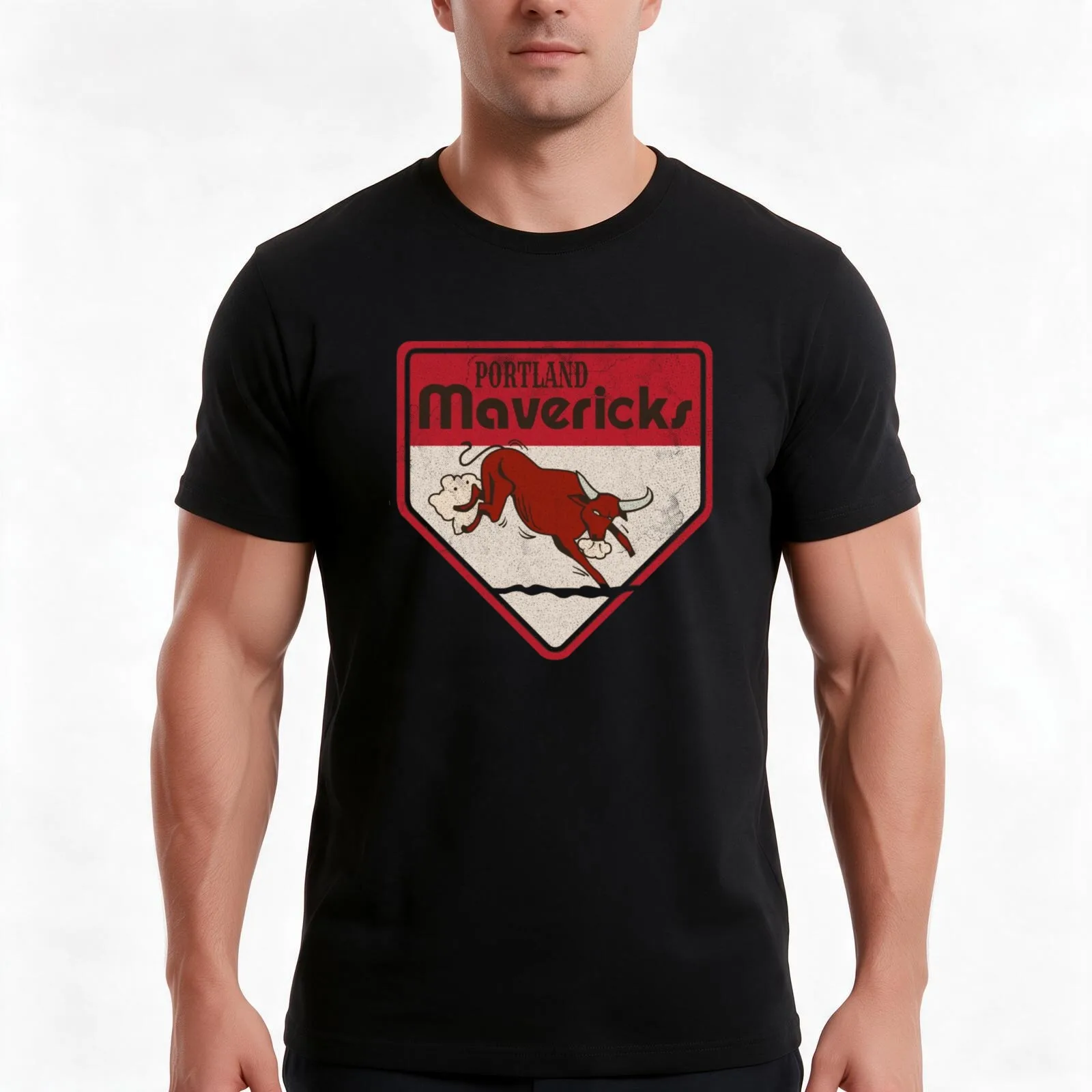 Portland Mavericks Northwest League Baseball Vintage Logo T-Shirt, Summer Casual Cotton Tee, Oversized Streetwear Tops