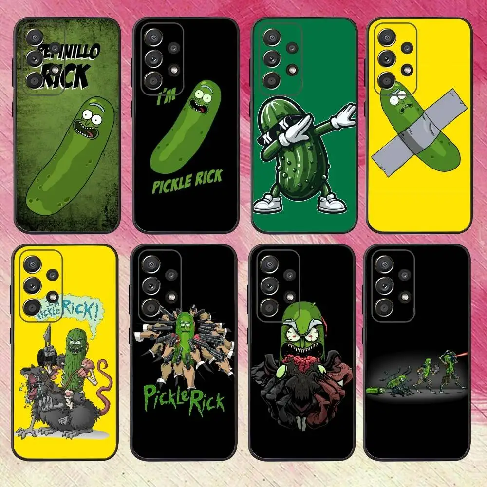 

Funny Pickle Green R-Ricks Phone Case For Samsung S25,S24,S21,S22,S23,S30,Ultra,S20,Plus,Fe,Lite,Note,10,9,5G Black Cover