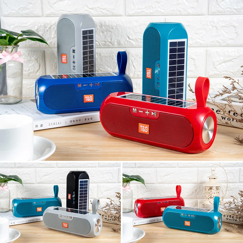 Wireless Speaker Bluetooth 5.0 Solar Powered Sound Box Rechargeable Radio Handheld Speaker, Blue