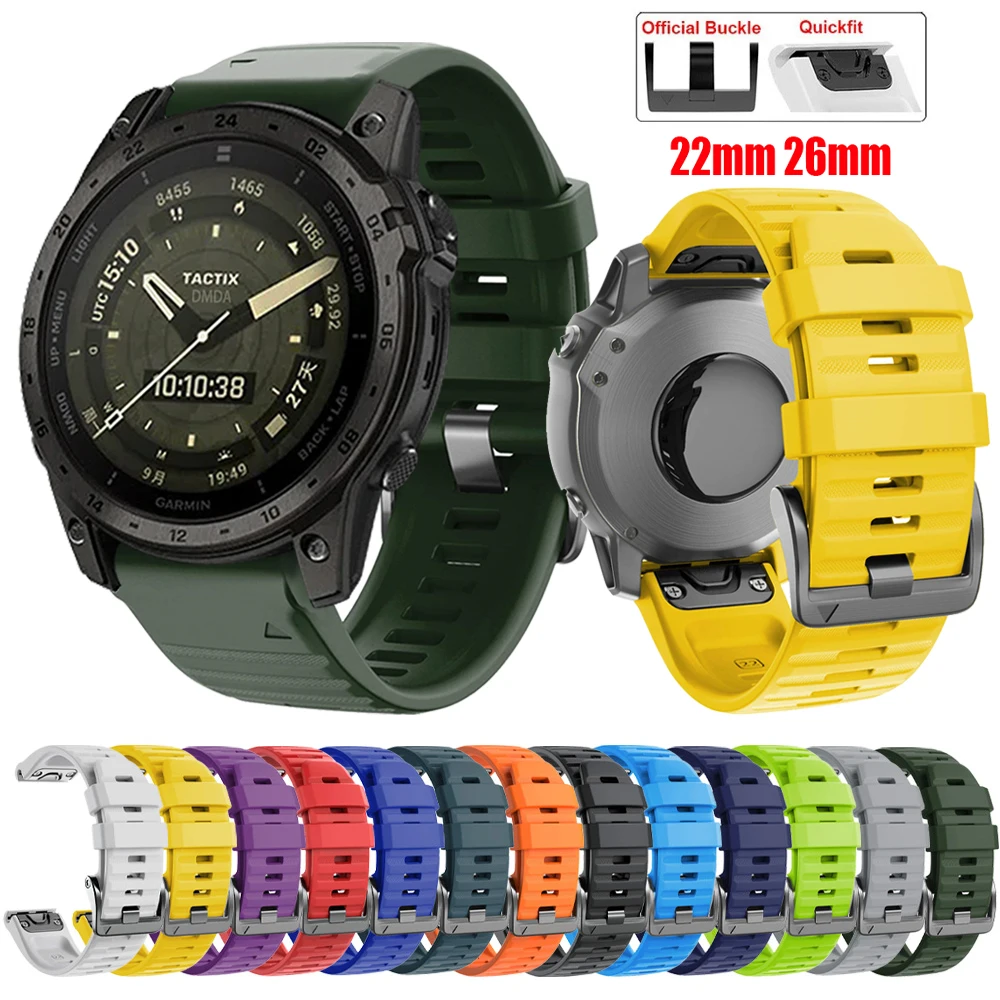 Cinturino per orologio QuickFit 22mm 26mm per Garmin Tactix 7 AMOLED Pro Band Bravo/Delta Quatix 7X 7 5 braccialetti in Silicone a 6 cinturini