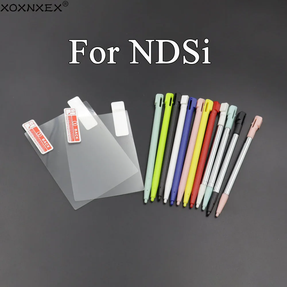 1Set für NDSi LCD-Bildschirm Schutzfolie oben und unten, transparente Schutzfolie und Touch-Pen