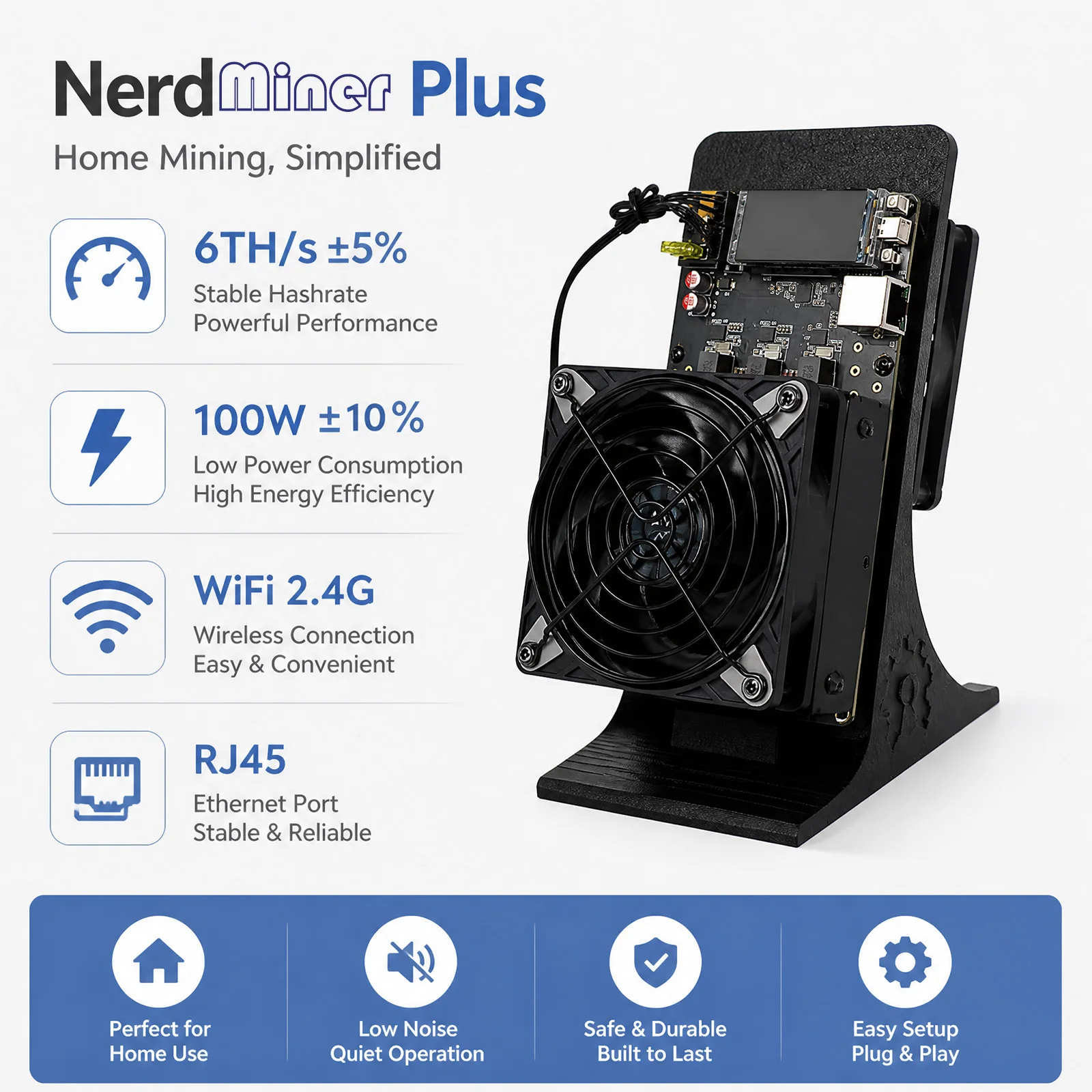 New 6TH/s Bitcoin Miner Open Source Lottery Mining Machine Personal Cryptocurrency Collection Device with RJ45 Ethernet Port