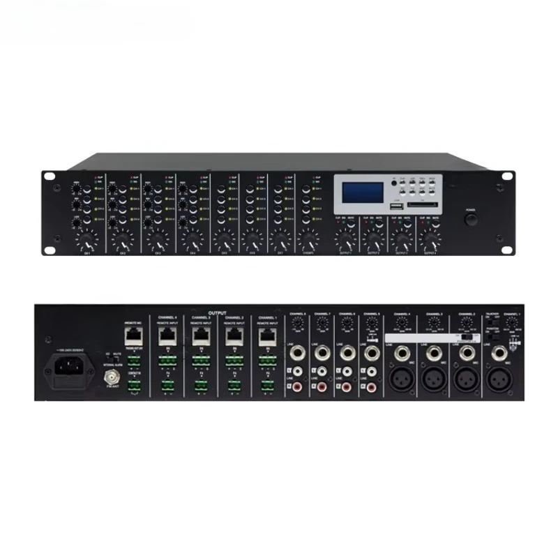 PP-6284 II/4600P PA Emergency Broadcast System 600W * 4 Channel 8x4 Audio Matrix Amplifier with Multi-Source Player