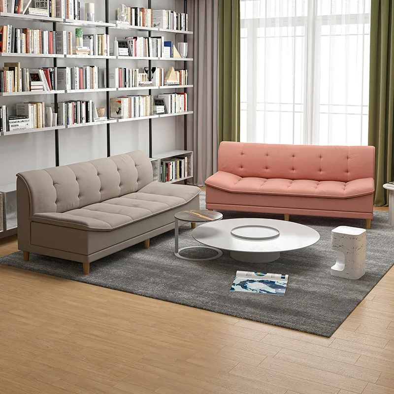 Sofá de tecido, apartamento pequeno, apartamento individual de celebridades da Internet, rosa sem braços, pequeno americano, sofá-cama retrô preguiçoso
