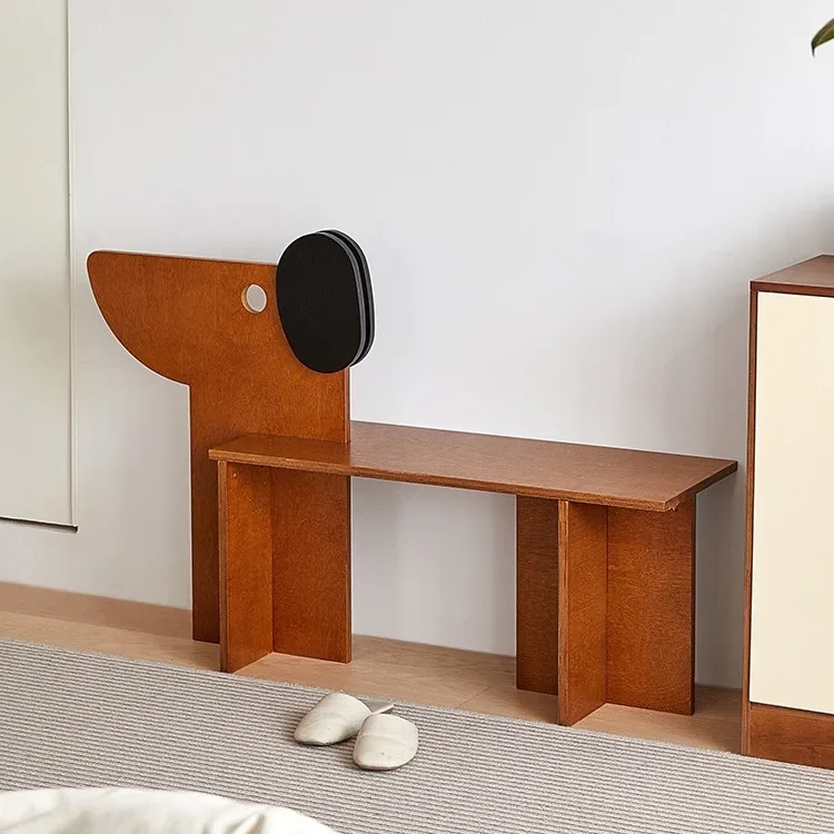 Birch multi-layer board puppy bench dining chair creative designer stool solid wood bench Internet celebrity shoe stool