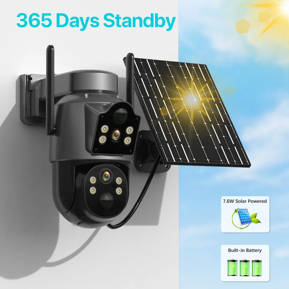 Telecamera solare Wireless 4K 8MP telecamera PTZ WiFi esterna batteria integrata 4MP rilevamento PIR videosorveglianza Standby a lungo termine