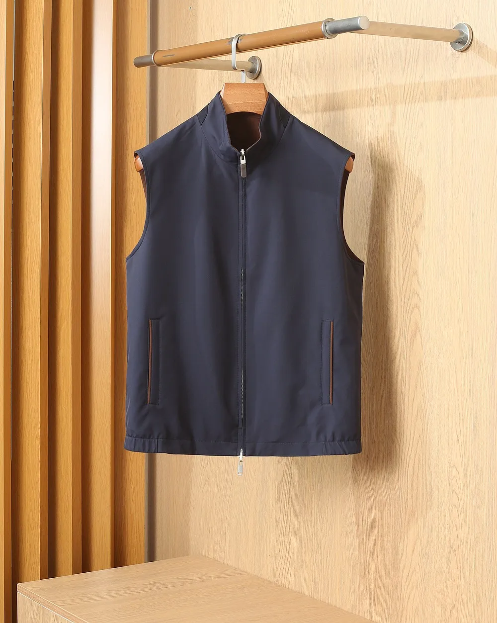2026 Men's Autumn/Winter New Collection Men's Double sided Stand up Collar Vest, One Piece Two Wear Polyester Fiber Cotton M-3XL