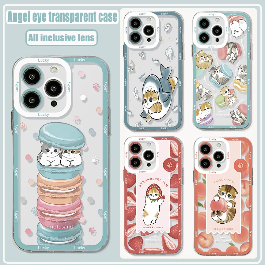 

Cute Mofusand cat Phone Case For iPhone 15 14 13 12 11 Mini Pro Max X XR XSMax 6S 6 7 8 Plus SE20 Transparent Cover