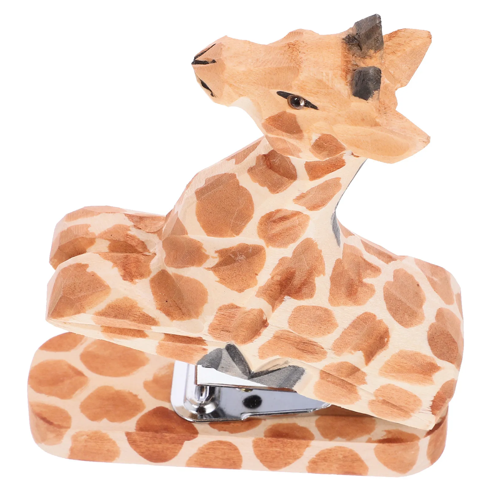 

Small Wooden Stapler Animal Design Reusable Office Paper Tool Decorative Desktop Accessory for Home School Stationery