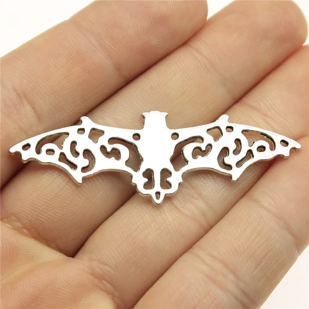 

Wholesale 50pcs/bag 56x19mm Jewelry Making DIY Handmade Craft Bat Pendant Charms Wholesale Antique Silver Color