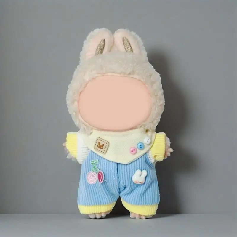 Ubranka dla lalek Labubu Bear 17 cm - urocza pluszowa kurtka dla Pullip Blythe OB11 BJD, kawaii płaszczyk z misiem