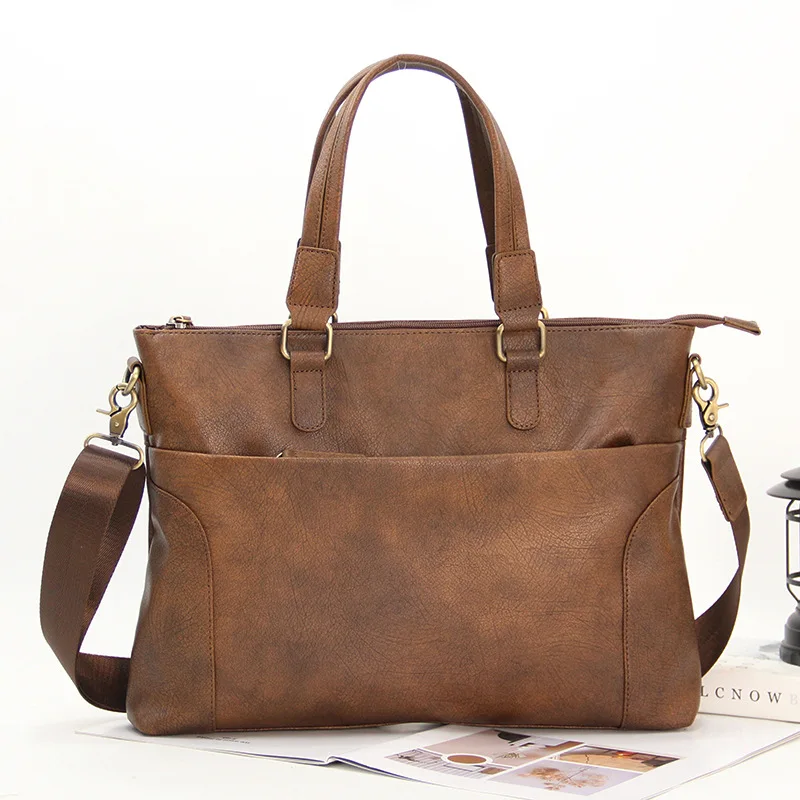 

Vintage Business Messenger Bag for Men with Laptop Compartment Crossbody Office Briefcase