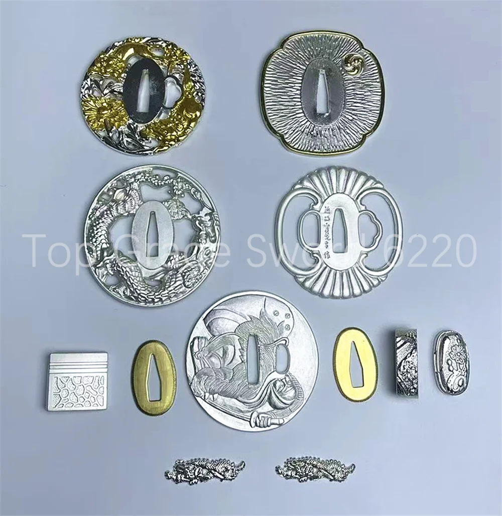 

A Set Very Unique Alloy Tsuba Handguard Fuchi Kashira Menuki Habaki Seppa For Japanese Real Japan Samurai Katana Sword Fittings
