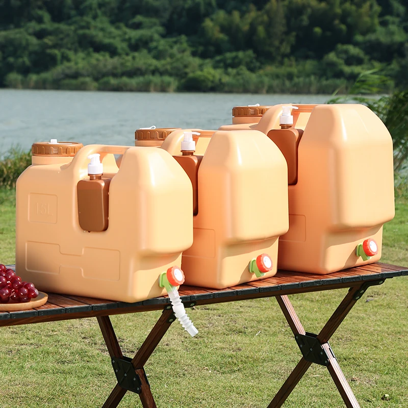 

Portable Outdoor Water Bucket with Faucet Small Bottle Included Food-grade PE Material Camping Picnic Water tank Water Container