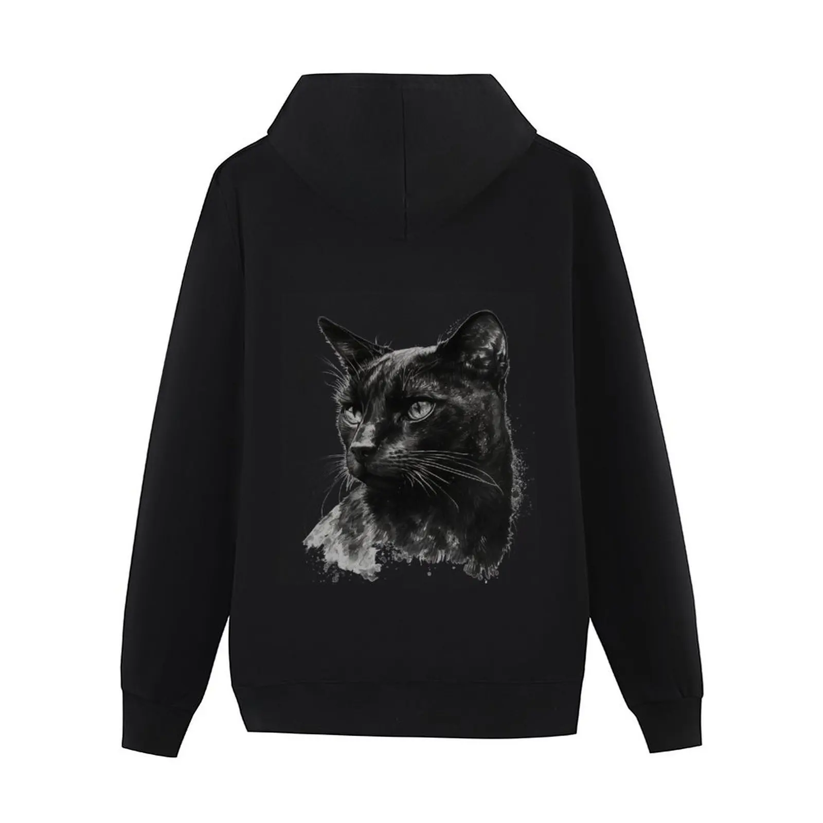Ink Cat: تصميم القطة الخلفية هوديي ملابس رجالية أزياء الرجال ملابس الخريف معطف رجالي رياضي