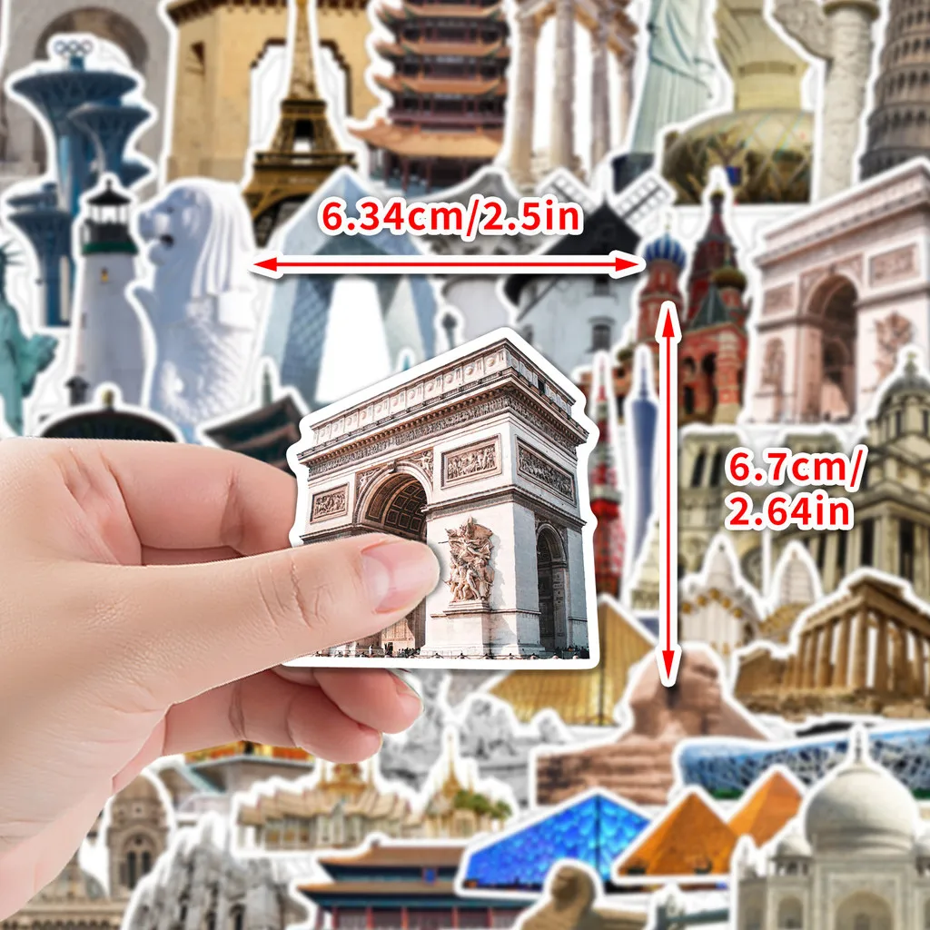 50PCS Landmark Building Graffiti Stickers - Waterproof Decor for Water Cup, Phone, Computer & Luggage BulingBulingStickers Store