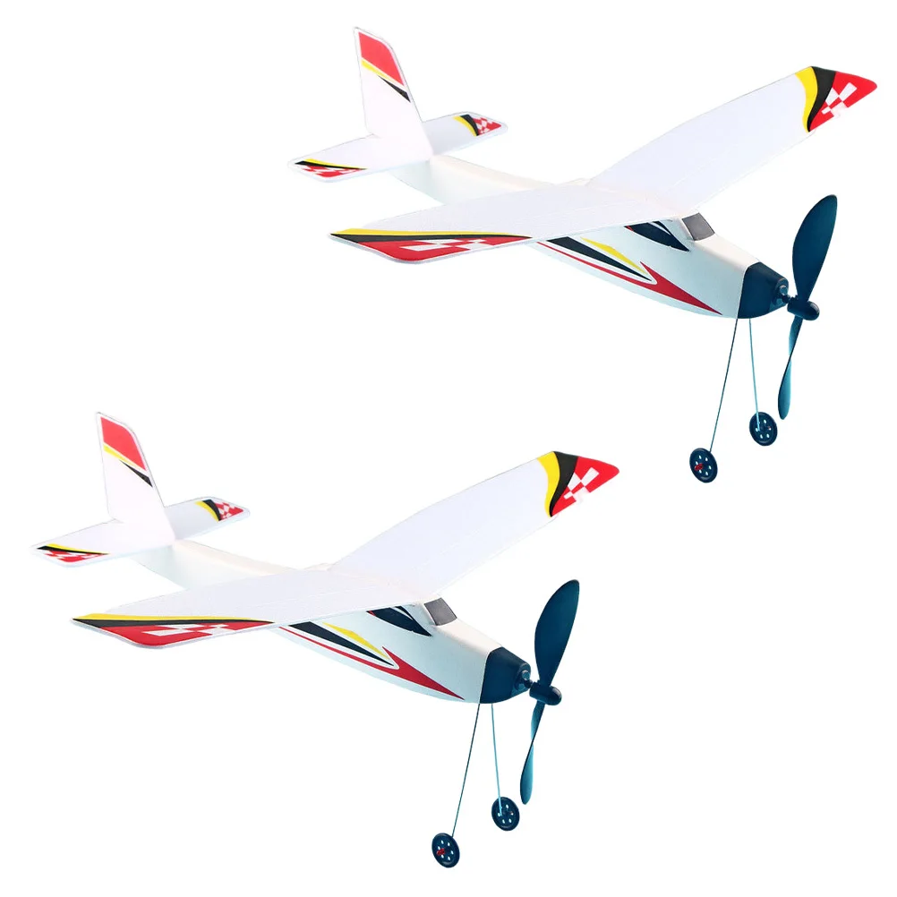 Kit Educativo per Bambini: 2 Aerei Biplano in Schiuma con Motore a Elastico per lo Sviluppo delle Abilità Motorie e il Divertimento