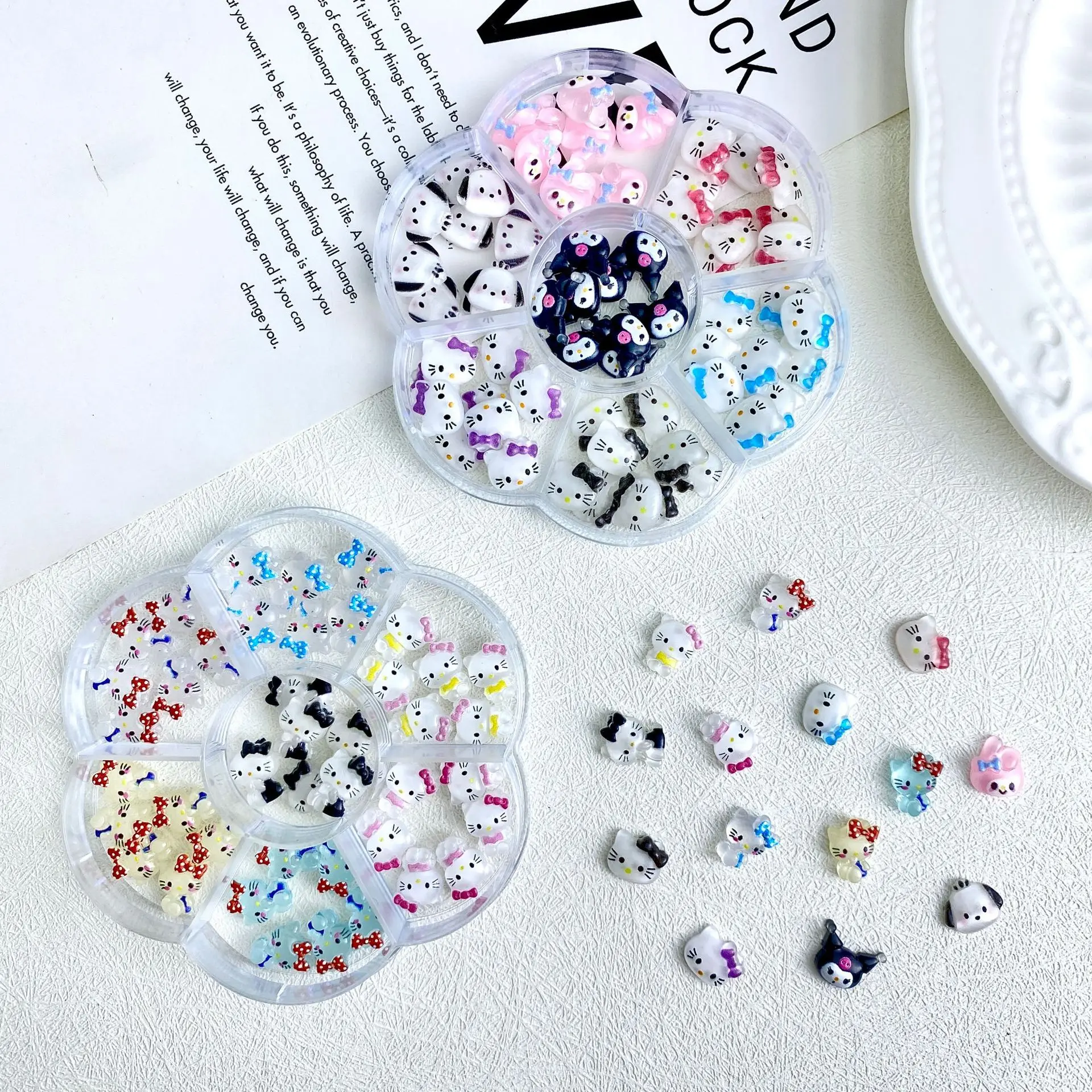 70Pcs Kuromi Nail Art Decor Kawaii Pochacco My Melody Cinnamoroll Gems Charms Jewelry for Manicure DIY Nail Rhinestone Gift