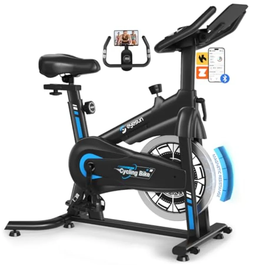 

Indoor Magnetic Exercise Bike for Home with Adjustable Resistance Silent Belt Drive 350lbs Weight Capacity Upgraded Seat for Ca
