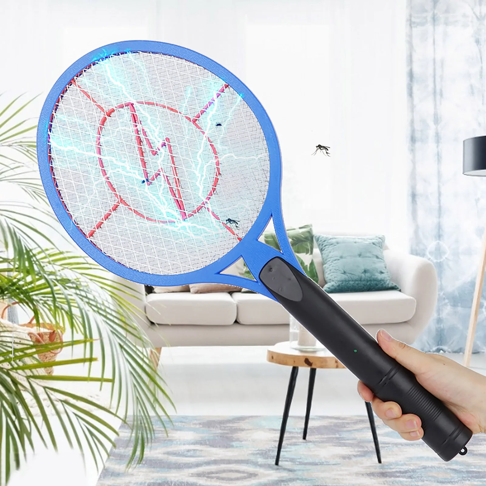  Mosquito Killer Triple  Battery Power Fly Swatter Pest  Electric Repeller Bug  Racket Wireless Long Handle Tool