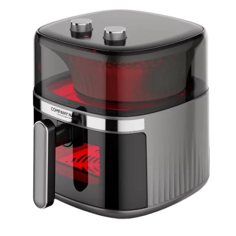 Airo 6L Square Stainless Steel Classic Electric Household Air Fryer 1200W Manual Control Non-Stick Oil-Free 1-Basket ClearView