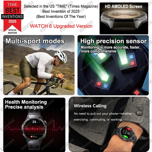 Imagen 2 del producto Nuevo Reloj Inteligente Versión Global Watch 6 Pro GPS para Hombre, Deportivo, con Pantalla AMOLED, Monitor de Salud, Llamadas Bluetooth, Resistente al Agua