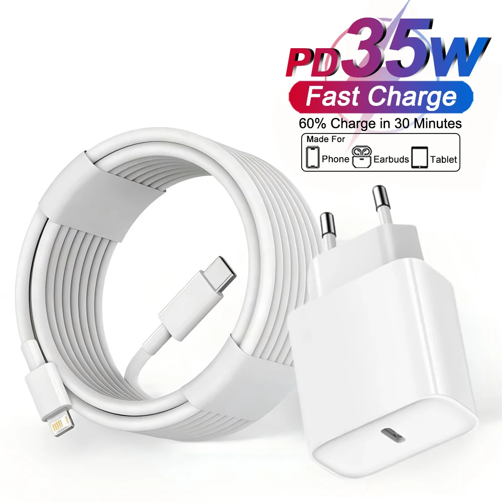 Original 35W Fast Charger Type C Data Cable For iPhone 11 12 13 14 15 16 17 Pro Max Wall Plug Charger Adapter Phone Accessories