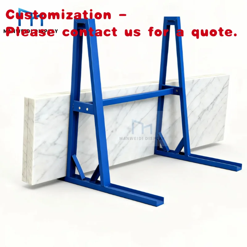 맞춤형 석영 화강암 유리 진열장 보관 조절 가능한 금속 산업용 랙 선반 슬랩 A 프레임 랙