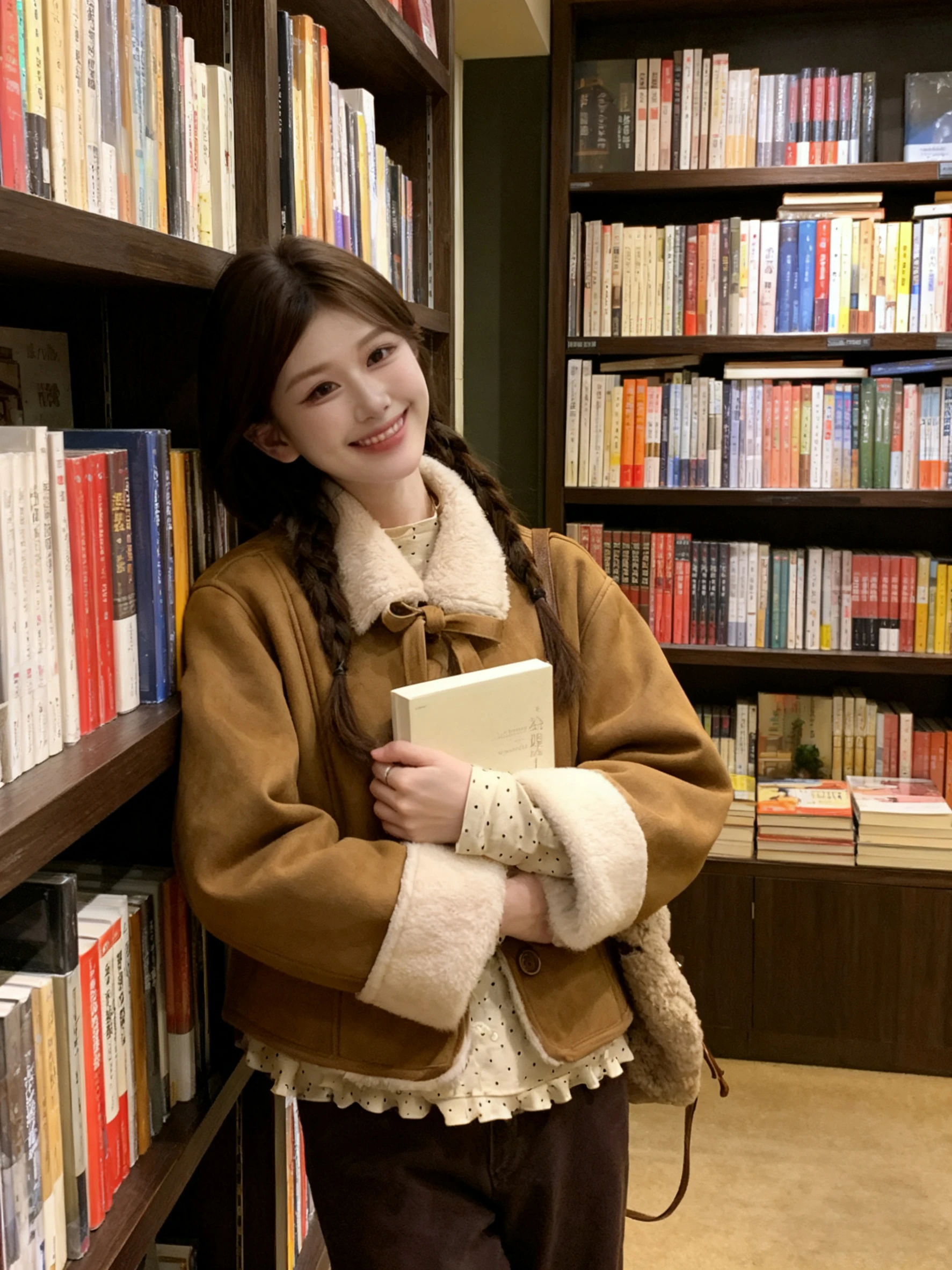 

Retro Brown Suede Lamb Fur ort Jaet Women's Winter Loose Thi Warm Cotton Coat Leather And Fur Inteated Warmth ort Coat