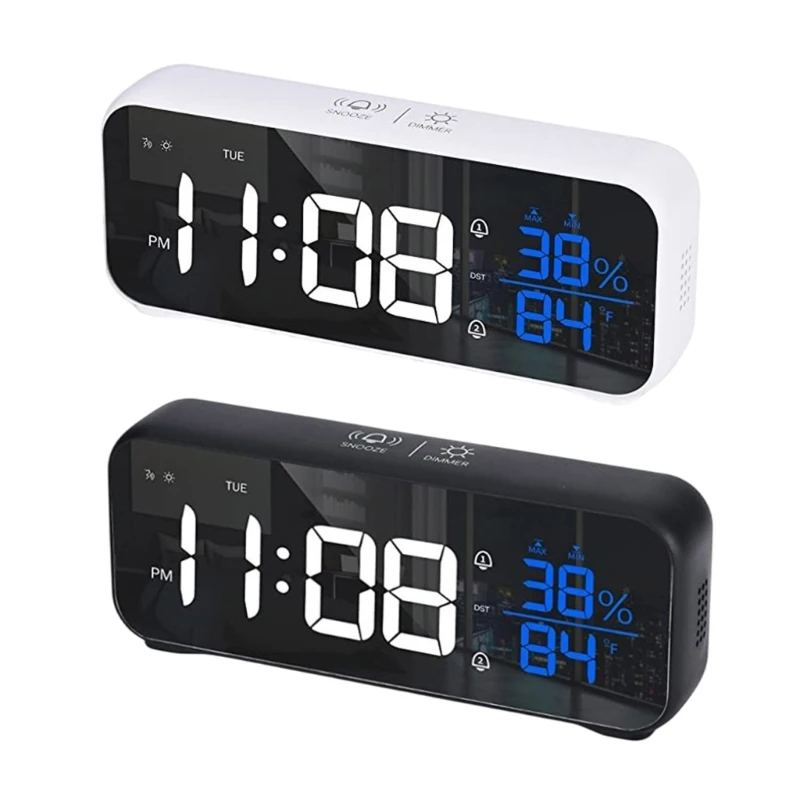 Modern LED Music Alarm Clock with Voice Controlled and 1200mAh Rechargeable Battery Brightness Adjustment for Home Use