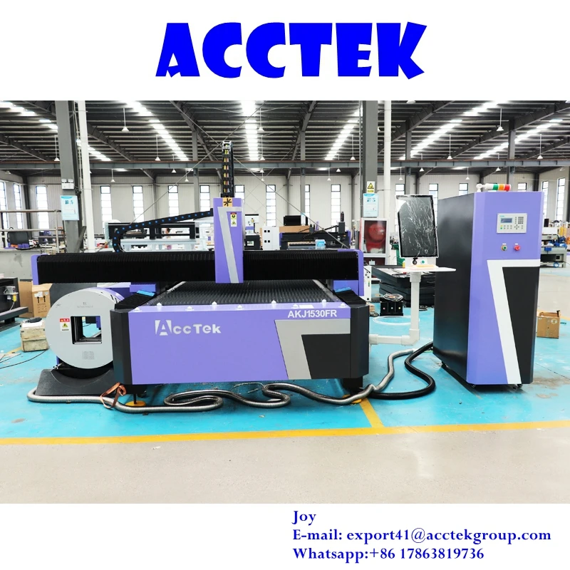 

AccTek Fiber Laser Cutting Machine Manufacturer CNC Laser For Metal Plate And Tube Rotary Axis Metal Laser Cutter