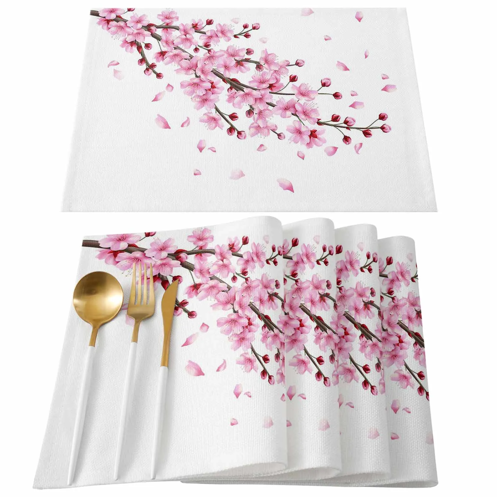 Spring Cherry Blossom Branch Table Runner Modern Tablecloths Home Wedding Decor Dining Table Runner Kitchen Decorations