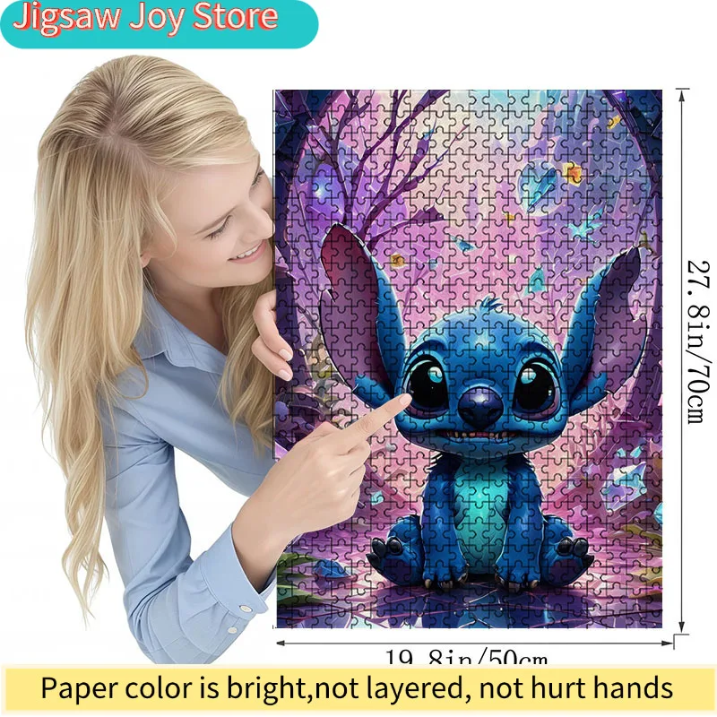 1000-teiliges Buntes Cartoon-Stitch-Puzzle, Familieninteraktion & Spaßiges Geschenk, Lebendiges Abstraktes Design, Niedliches Charaktermuster